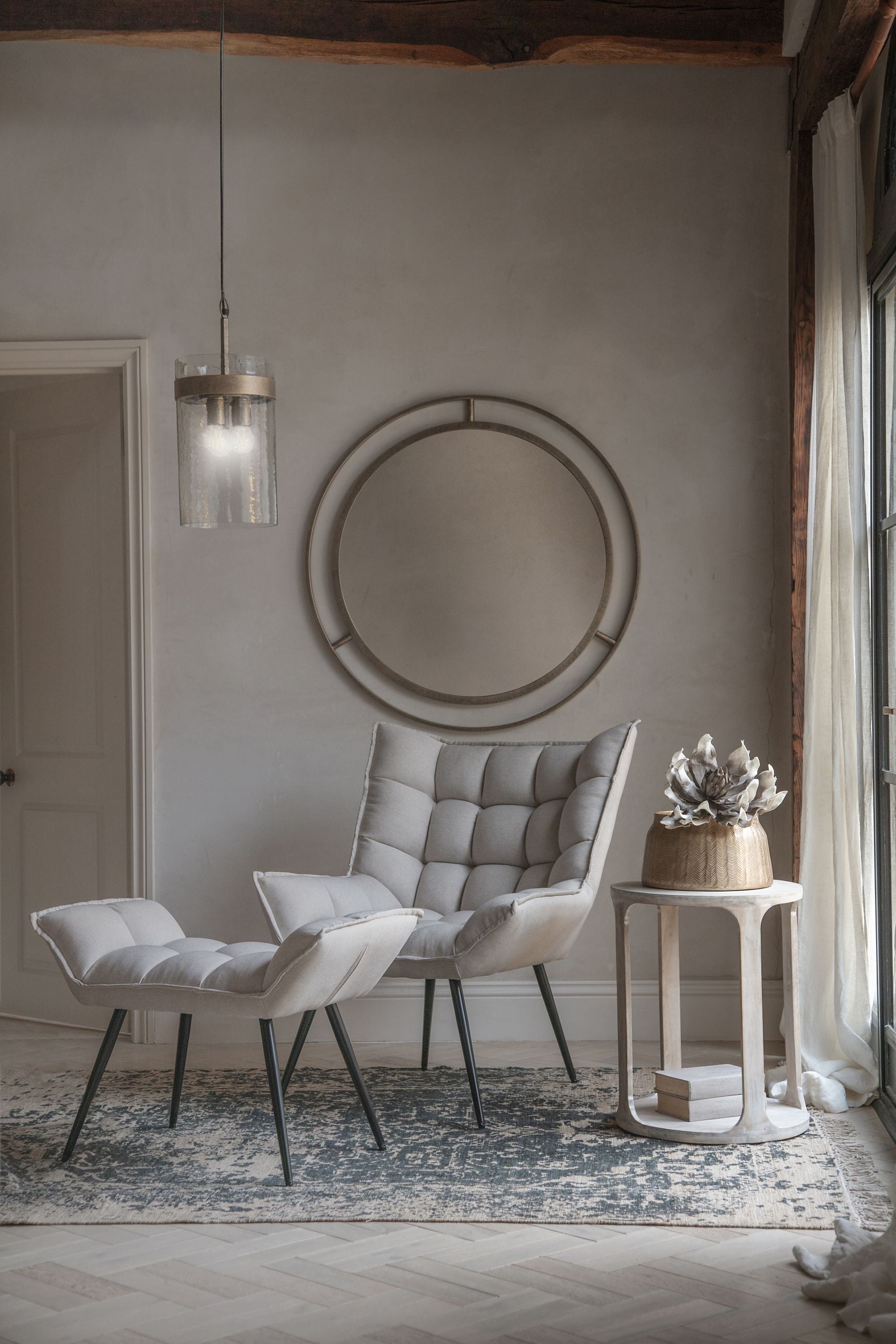 Chrishall Oatmeal Occasional Chair with Footstool